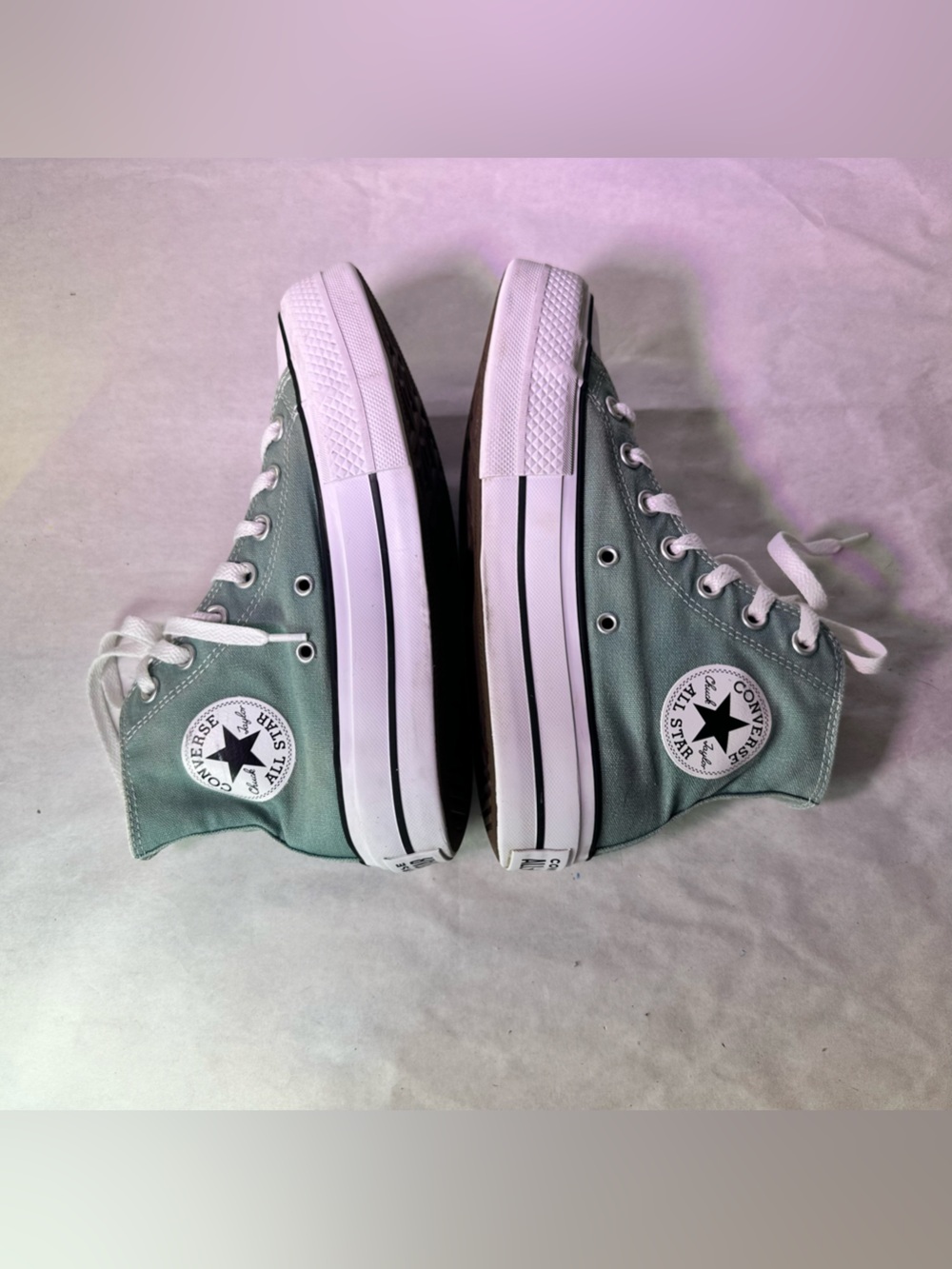 Converse High Top Sneakers Mint Green and White - Picture 7 of 10